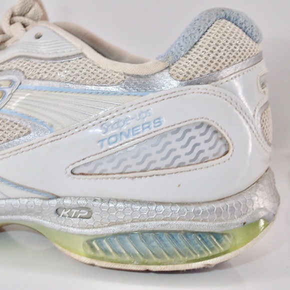 Skechers Shape Ups Toners Women's White Blue Silver Toning Athletic Shoes Sz 7 - Picture 11 of 12